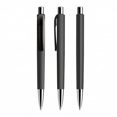 Prodir DS8 Soft Touch PRC Push Kugelschreiber Schwarz-Silber poliert